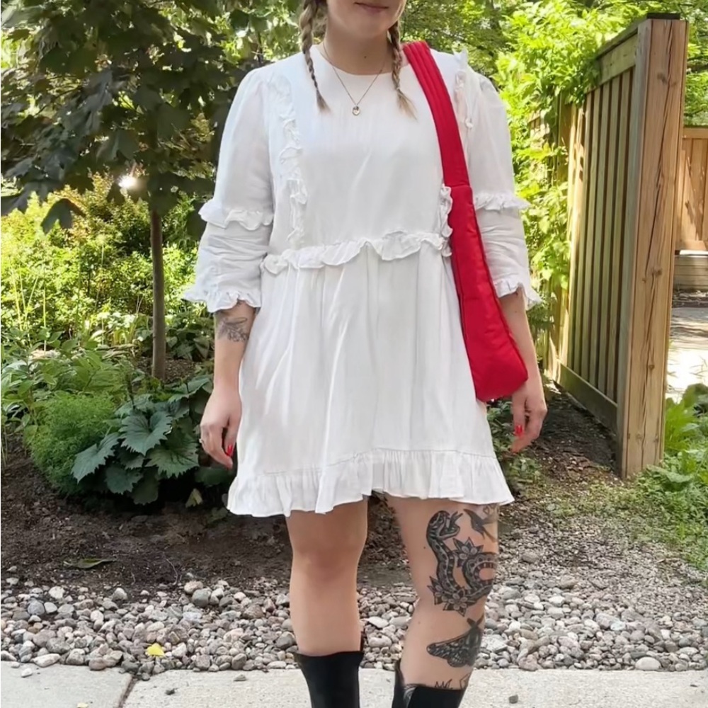 Elegant White Ruffle Dress